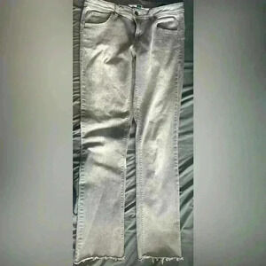 Benetton Jeans Womens Light Wash Grey Stretch Low Rise Bootleg Fit Zip Size 30